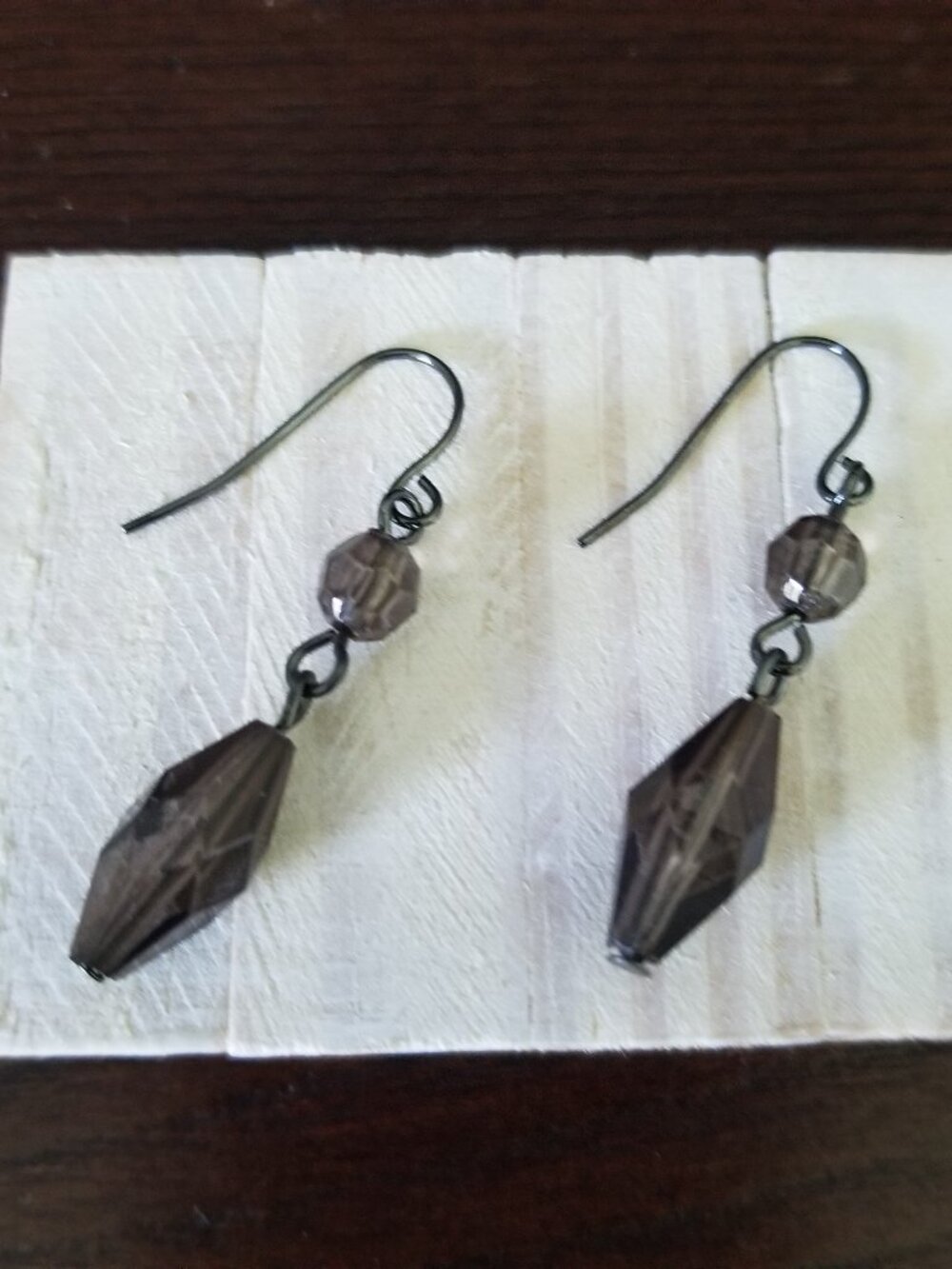 Premier Designs  Earrings Downtown Smoky Quartz Beaded Dangle Black Earrings